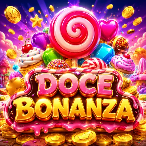 Doces e frutas do Sweet Bonanza em vitrine colorida