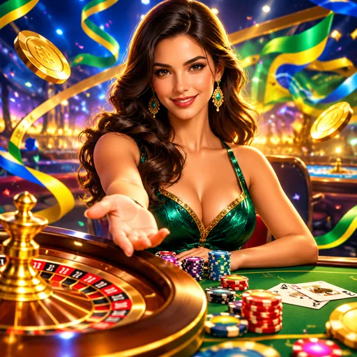 Mesa de cassino ao vivo com dealer interagindo com os jogadores