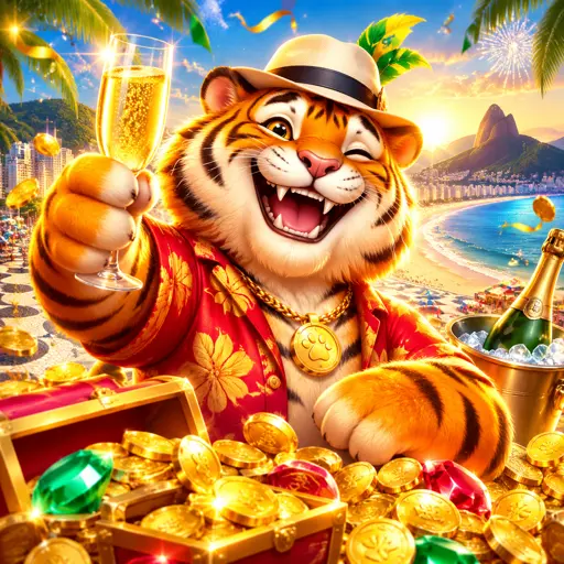 Tigre dourado do Fortune Tiger entre moedas e símbolos de sorte